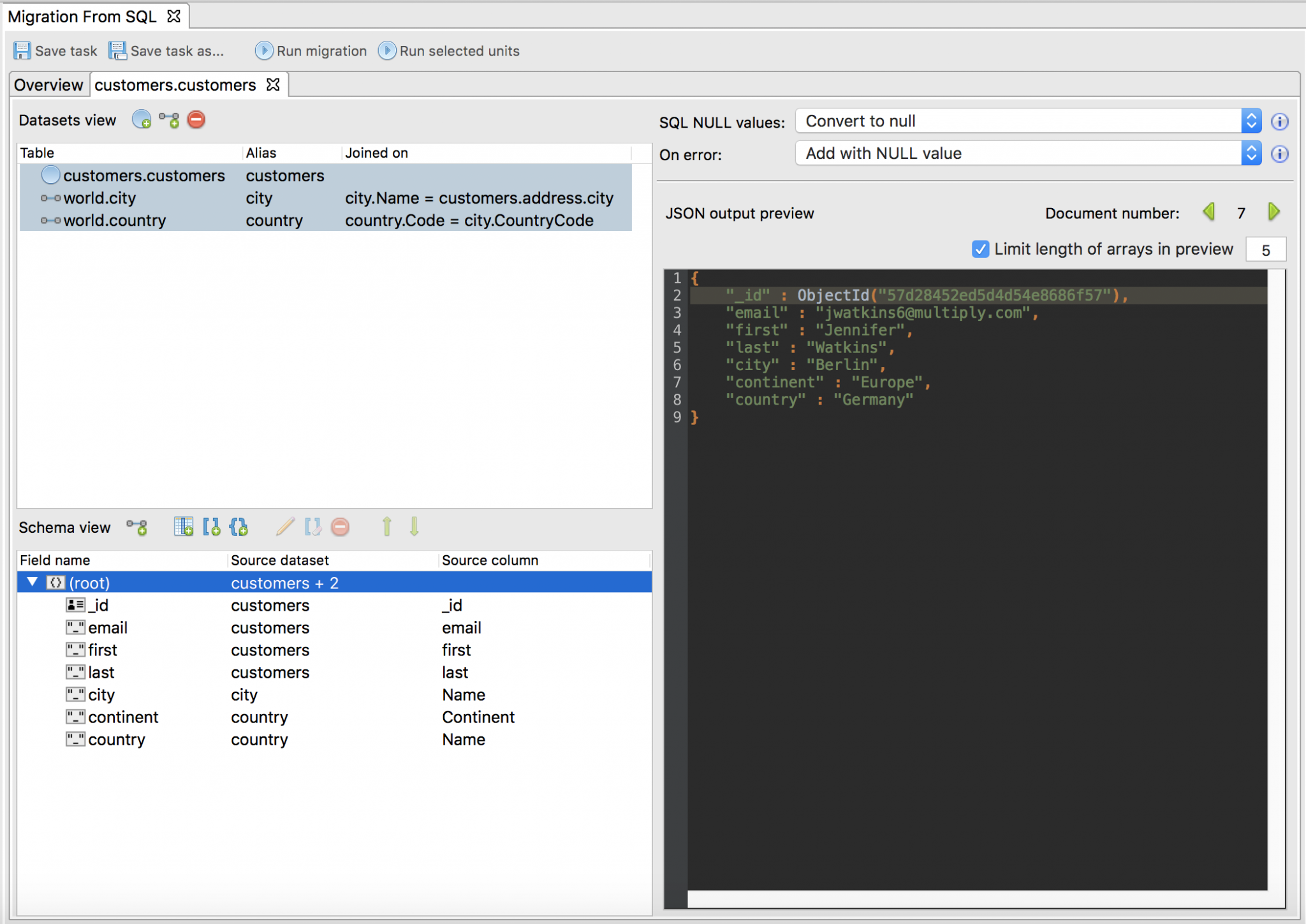 How To Merge Multiple SQL Tables Into One MongoDB Collection