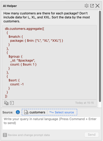 Ask questions and query your MongoDB data with natural language