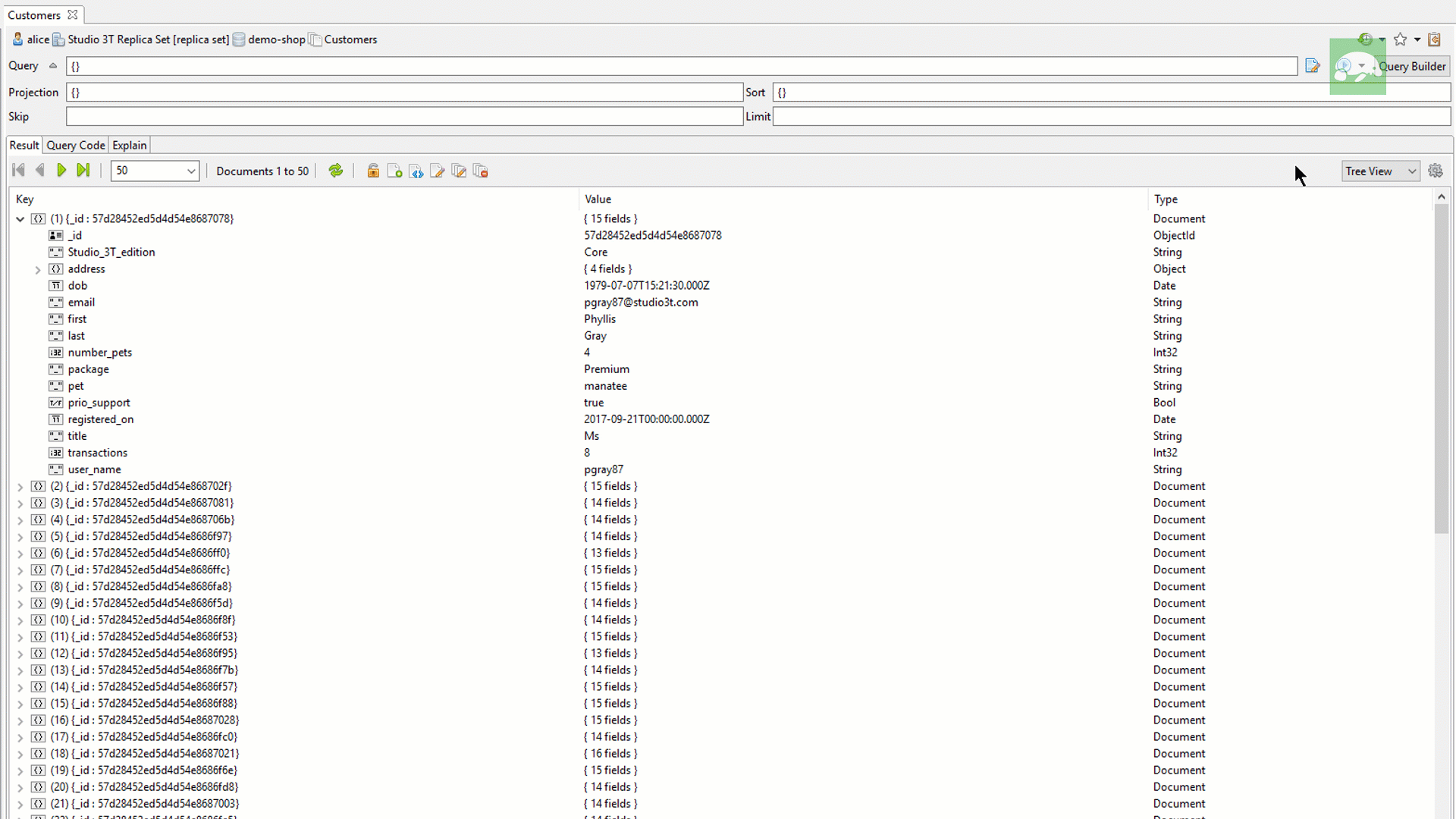 Easily edit data in Table, Tree, and JSON view.