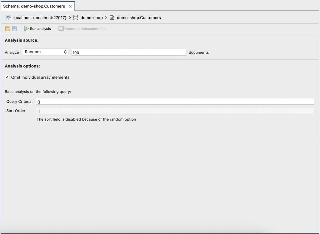 Default configuration of schema analysis.