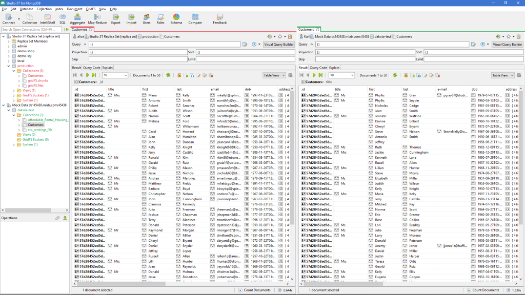 You can have your test and production collections open side by side too