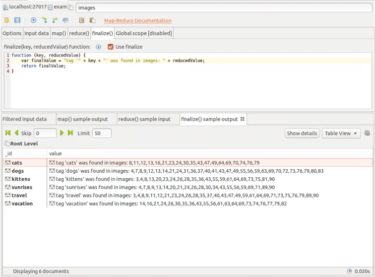 Finalize sample output