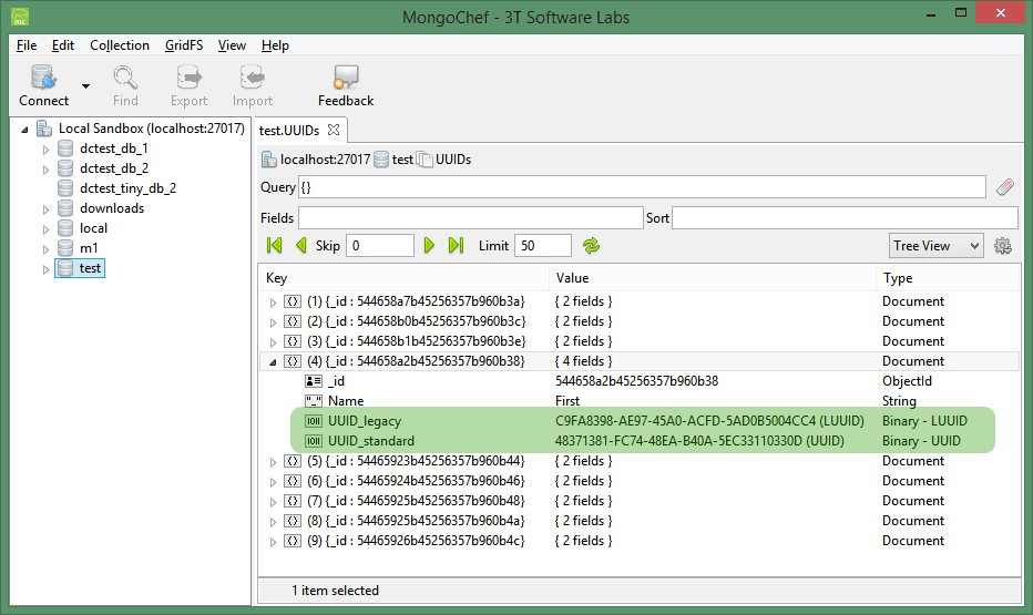 UUID and 3T MongoChef