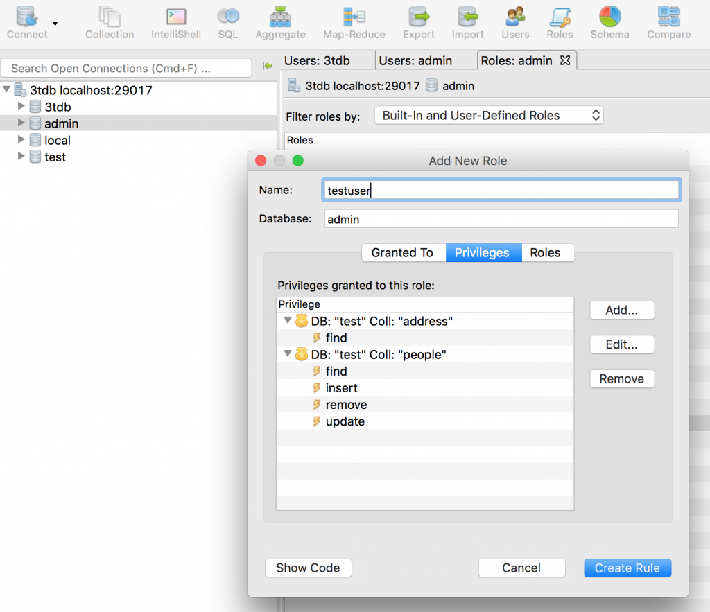 Use the "Add a New Role" wizard to begin creating new roles. The user clicks the "Roles" button in the global toolbar. The user then clicks "Add New", and fills in the data related to the new role being created. The user clicks "Create Rule" and the new role has been created.