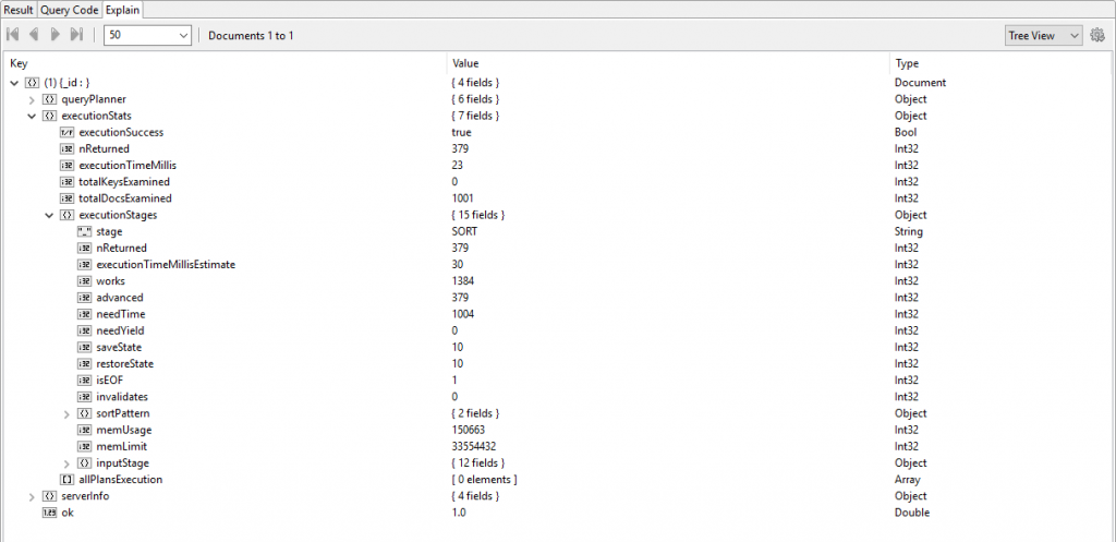 Studio 3T's Explain Tab shows MongoDB aggregation query performance and execution stats