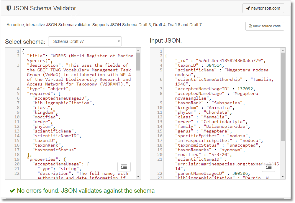 Newtonsoft's JSON Schema Validator