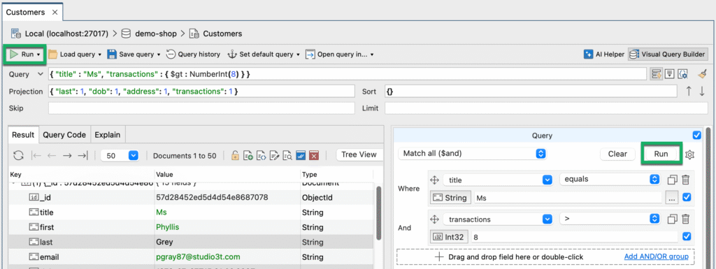 Run the query you have built in the Visual Query Builder