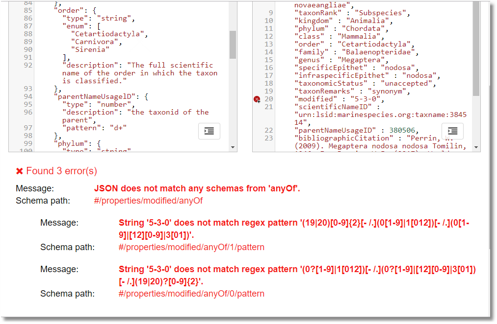 Схема валидации json