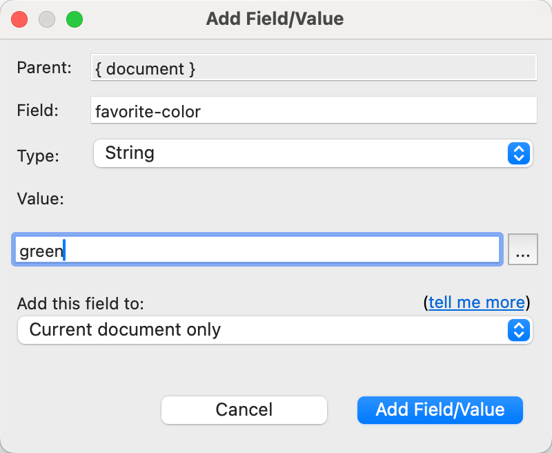 Configure the settings of your new field in your MongoDB documents as needed