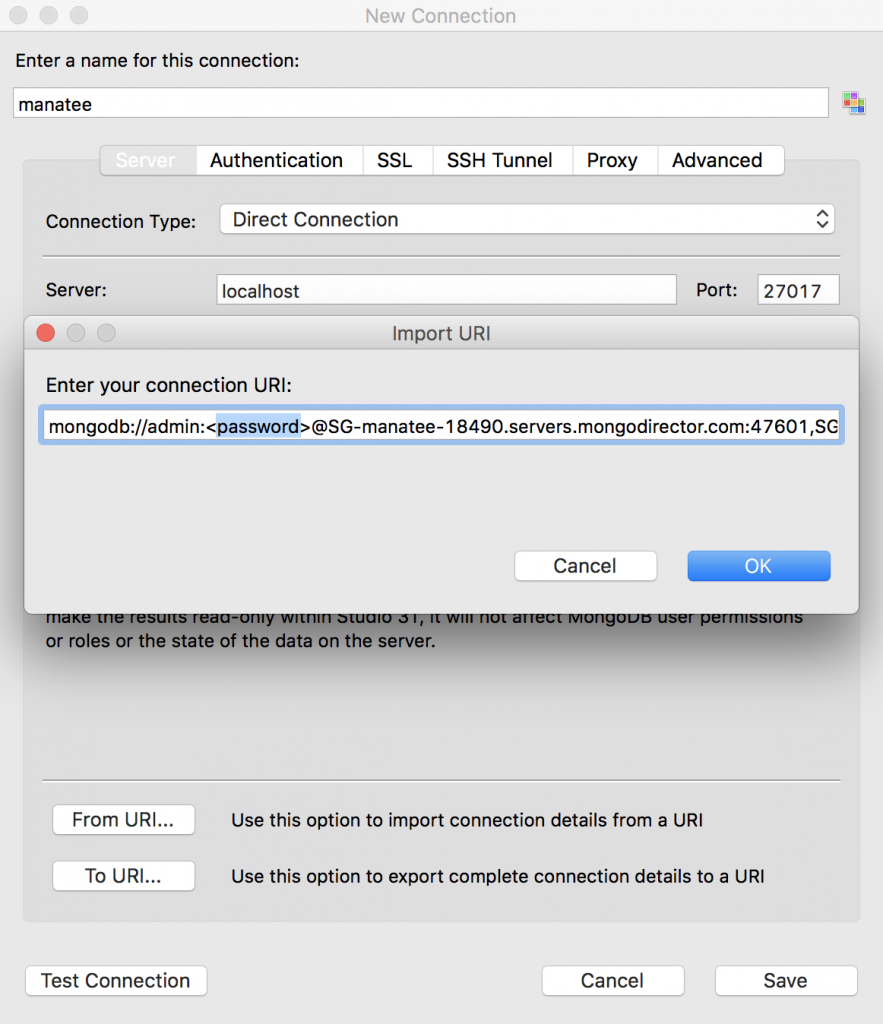 Paste the ScaleGrid connection string, making sure you replace the placeholder text