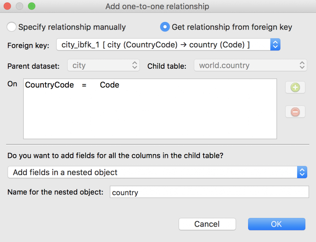 One-to-one relationships from foreign keys