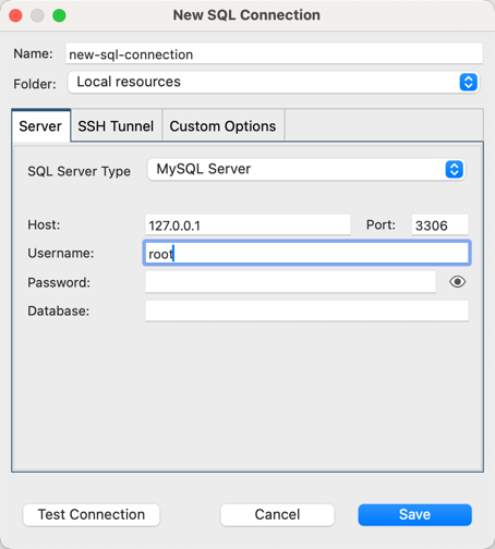 Create a connection to the SQL database from which you want to import data.