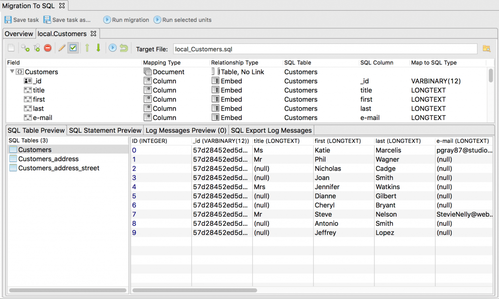 SQL Table Preview displays the real-time preview of your configuration changes