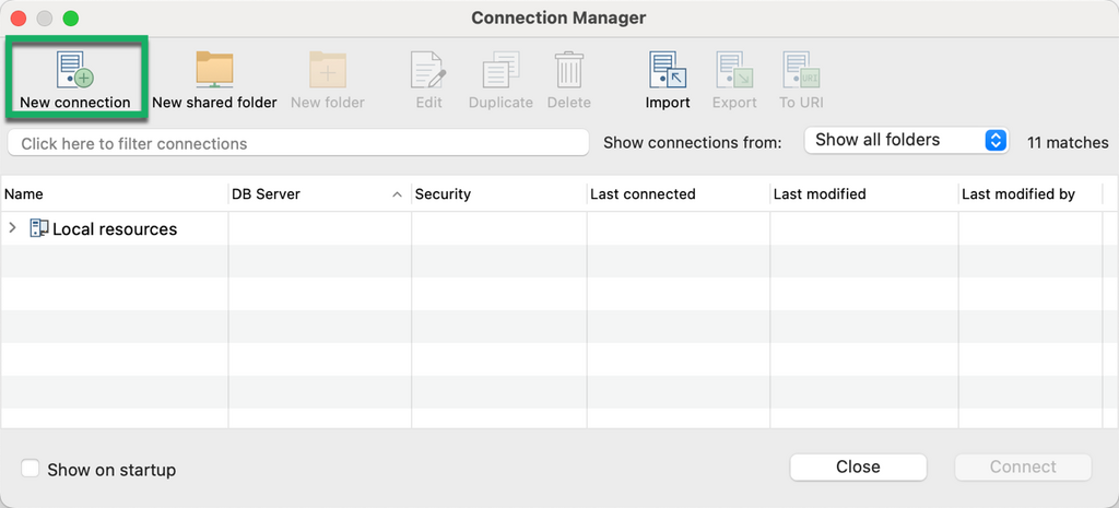 Create a connection to the MongoDB database from which you want to migrate data