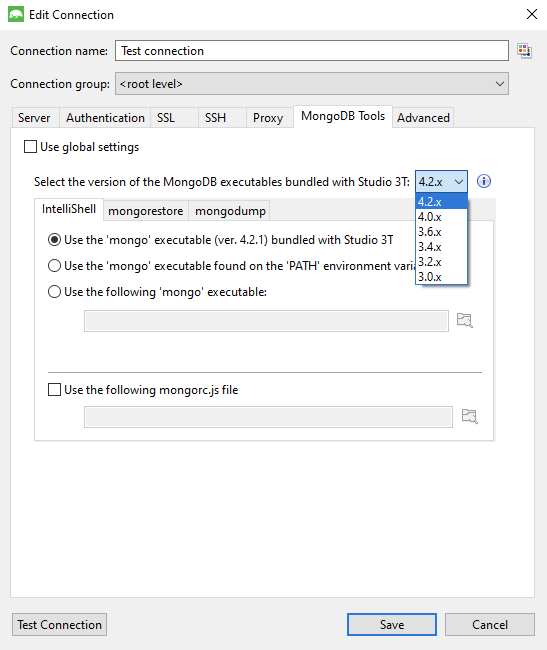 Specify MongoDB Tools under Preferences