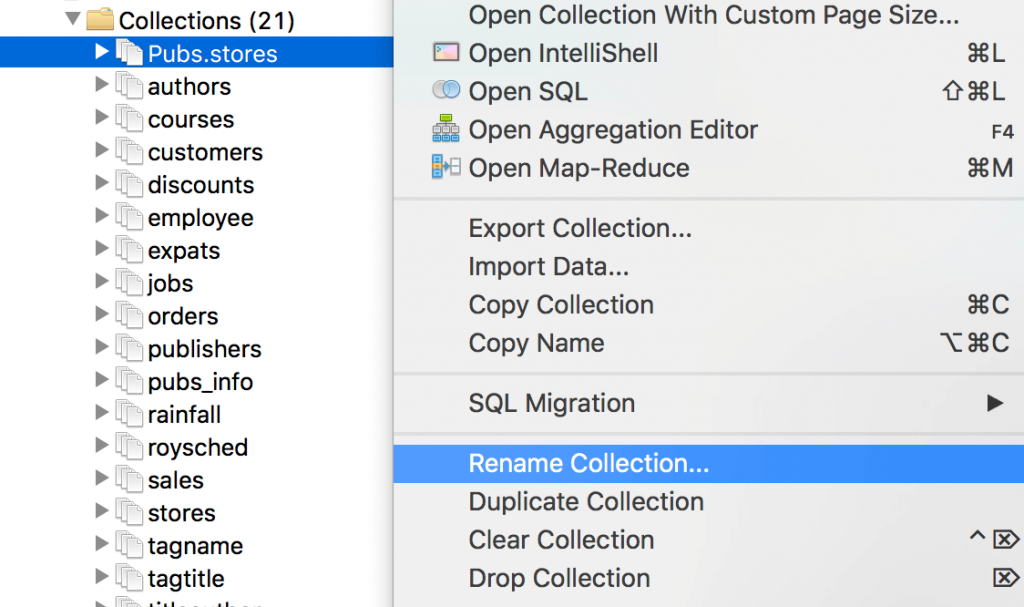 Rename MongoDB collection