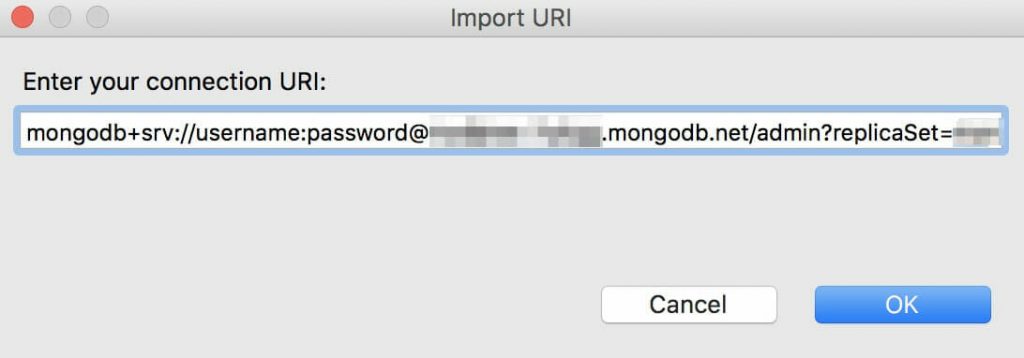 Paste the MongoDB connection string