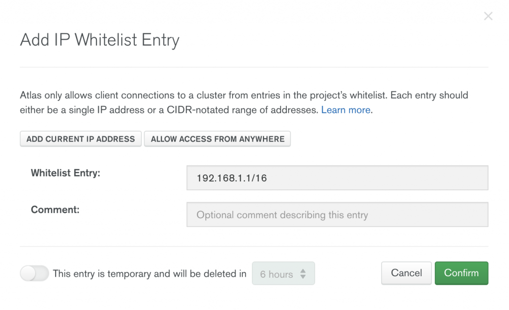 Whitelist a range of IP addresses