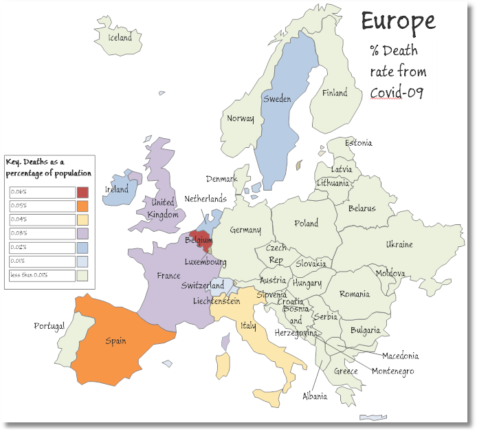 COVID-19 death rates as a percentage of population