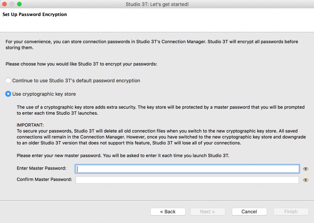 Encrypt MongoDB passwords via cryptographic key store