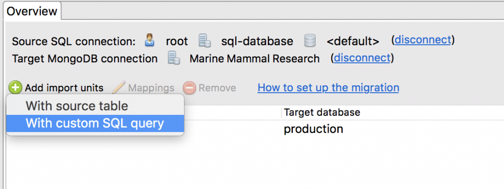 Custom SQL query now an import unit option in SQL Migration