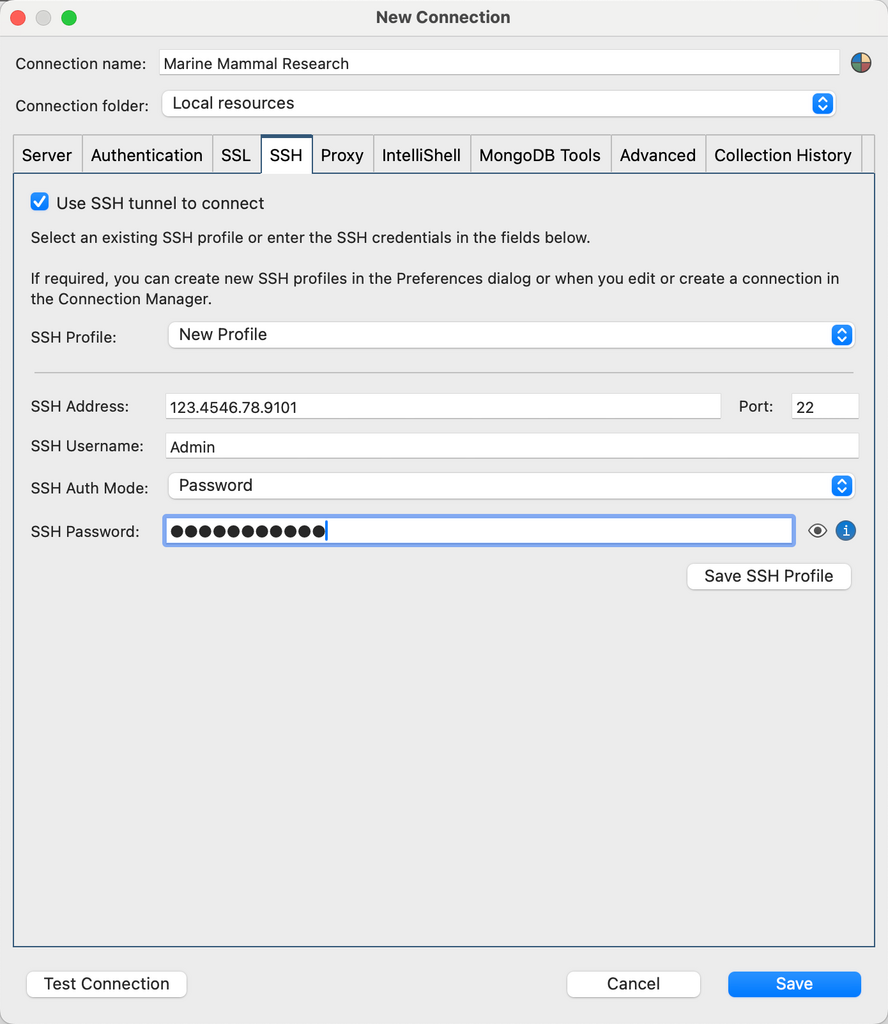 Use SSH to connect to your MongoDB server