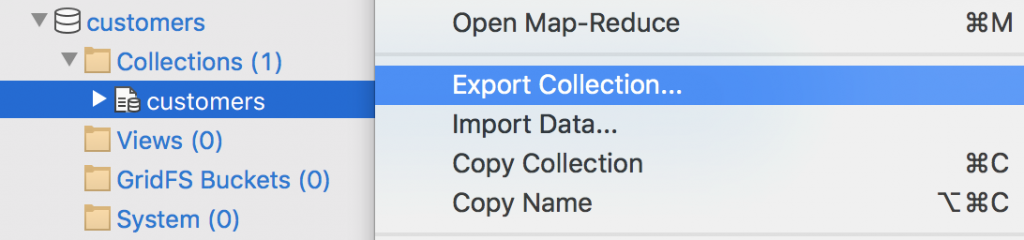 Export collection from the Connection Tree