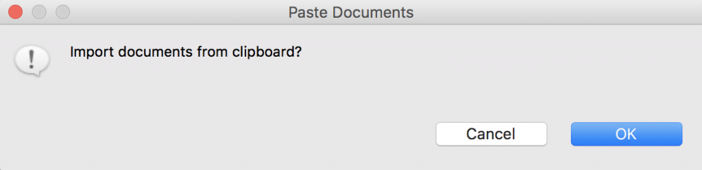 Click OK to paste the documents