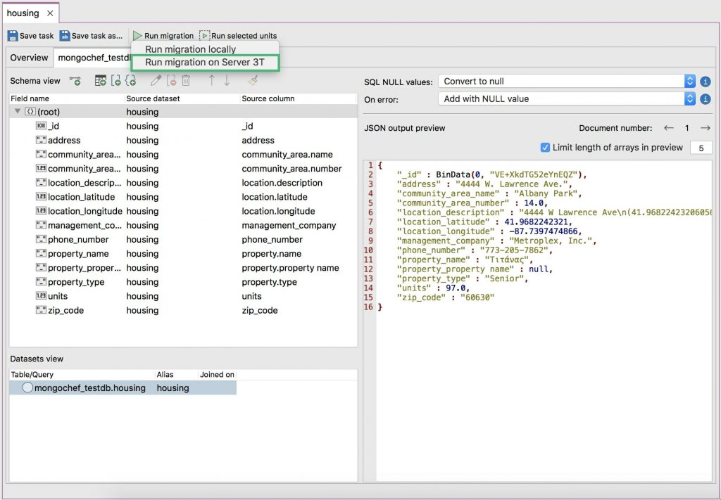 Run on-demand SQL migrations with Server 3T