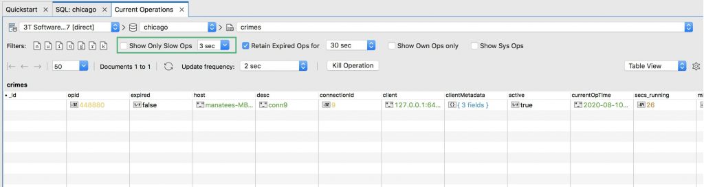 Show slow MongoDB queries