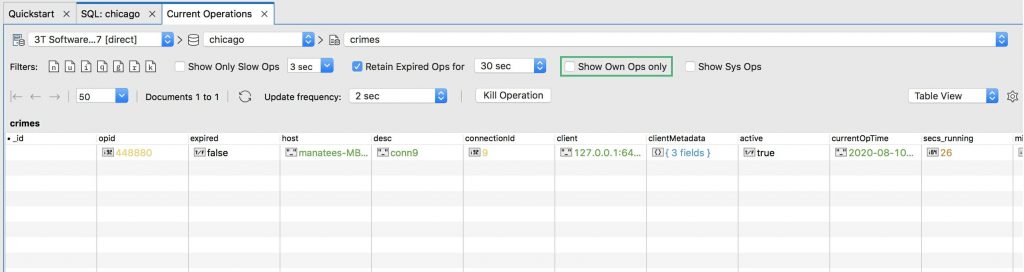 Show your MongoDB operations only