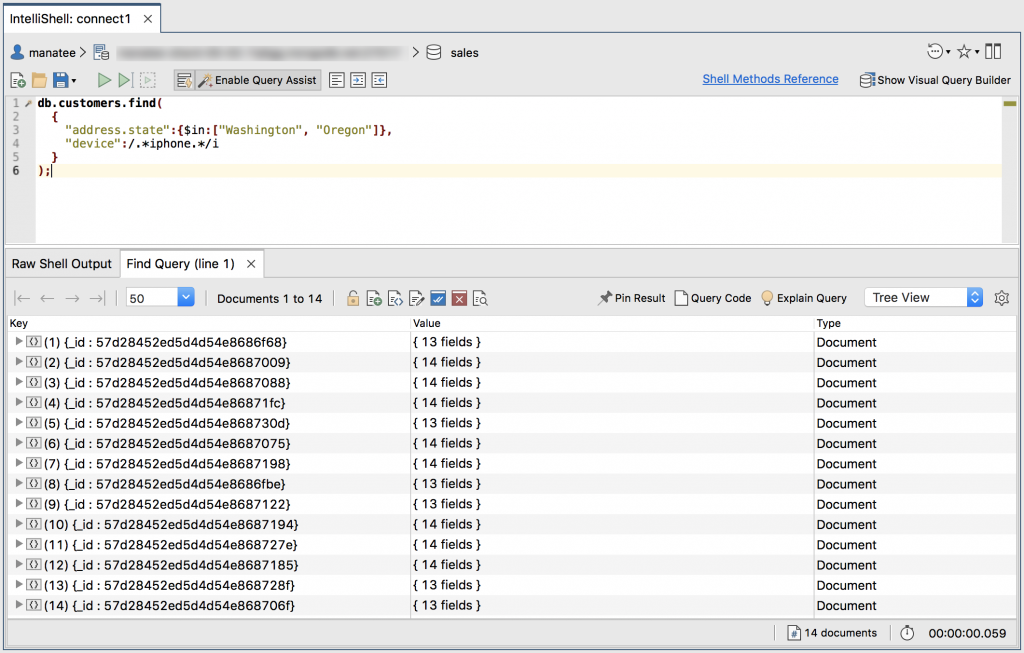 combined query results