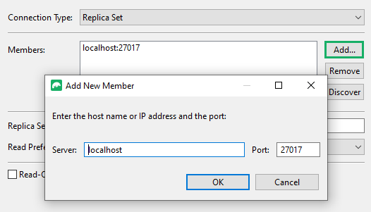 Connect to a replica set member