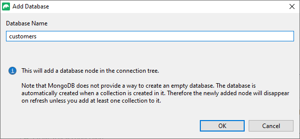 Name the newly created MongoDB database as you wish