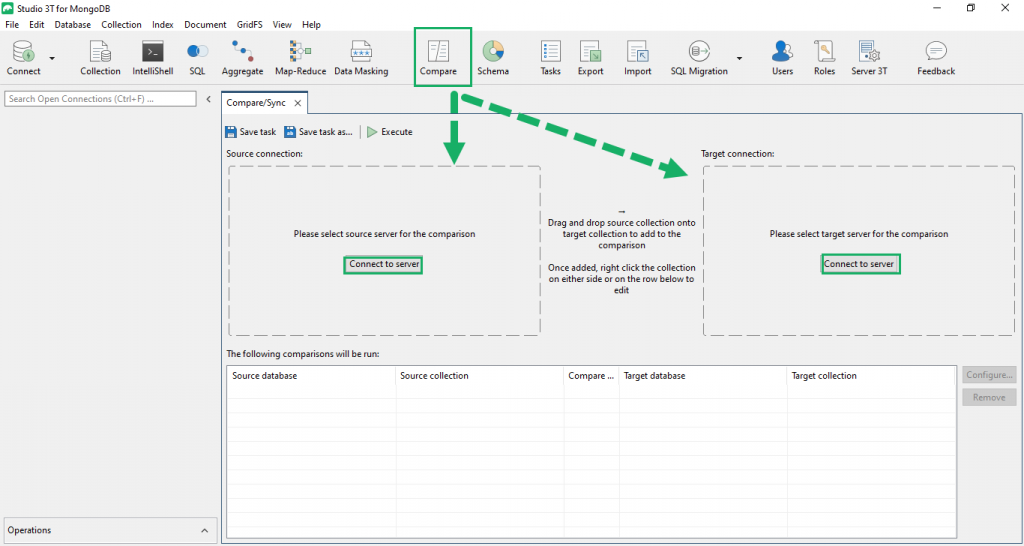 Compare data with the Data Compare and Sync function.