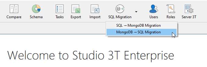 SQL migration tab