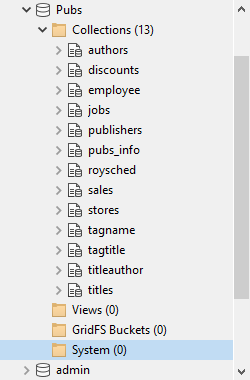 Here's what a SQL import to MongoDB looks like in Studio 3T, where each table appears as a collection.