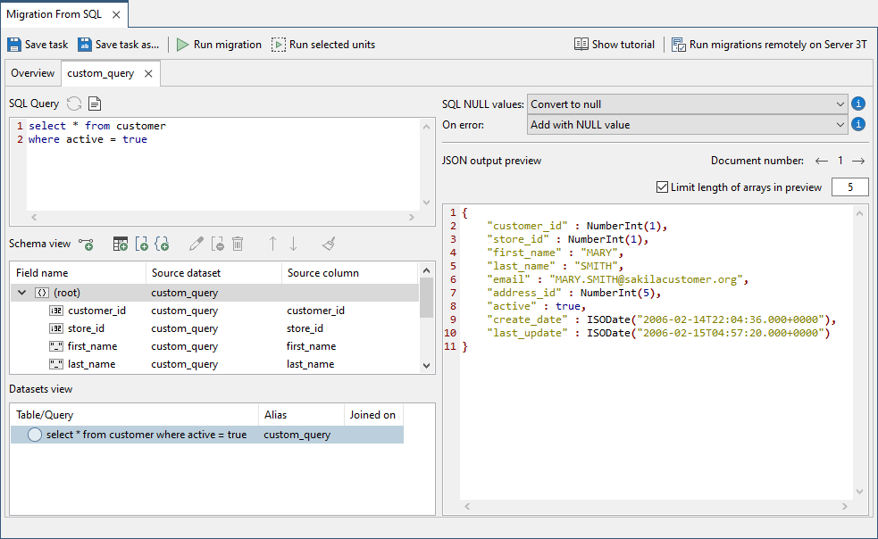 You can continue to edit your SQL query in the Mappings tab