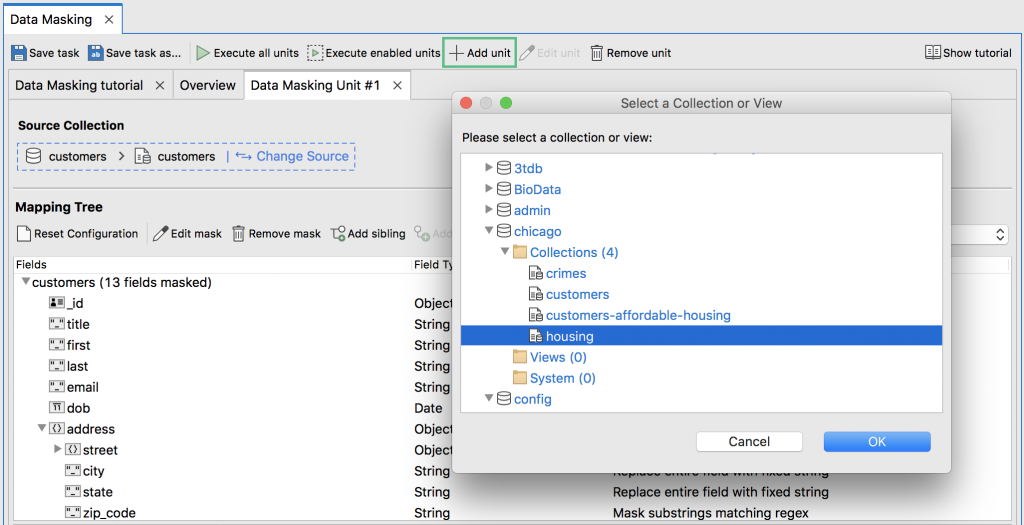 Add data masking units