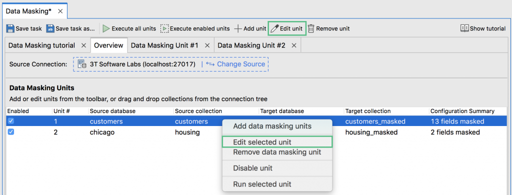 Edit data masking unit