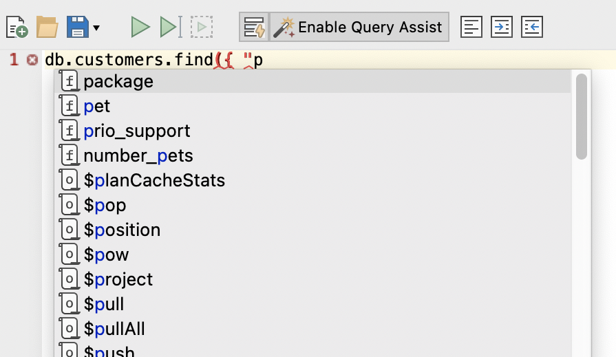 MongoDB query auto-completion