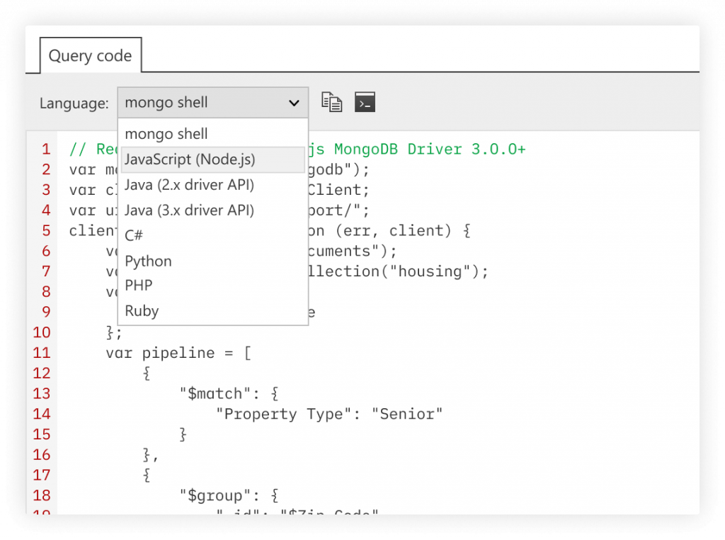 查询代码 - MongoDB 查询代码生成