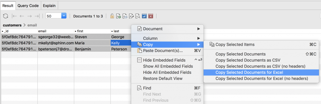 Choose CSV or Excel, with or without the headers