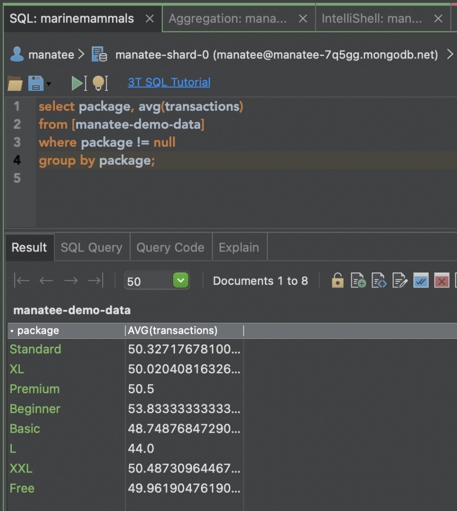 MongoDB Charts - SQL results