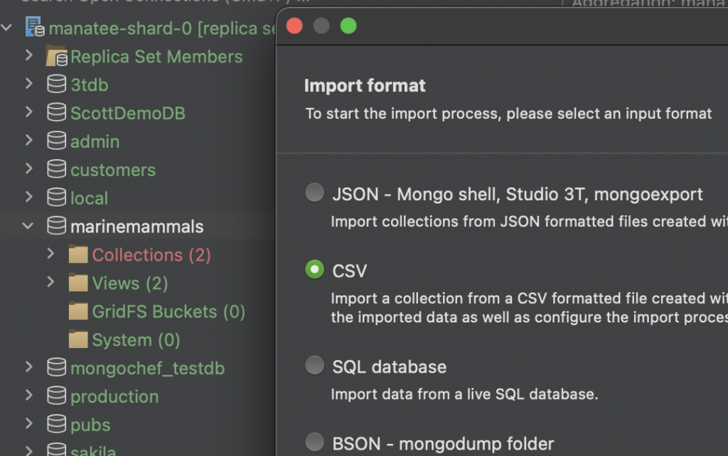 MongoDB Charts - CSV format