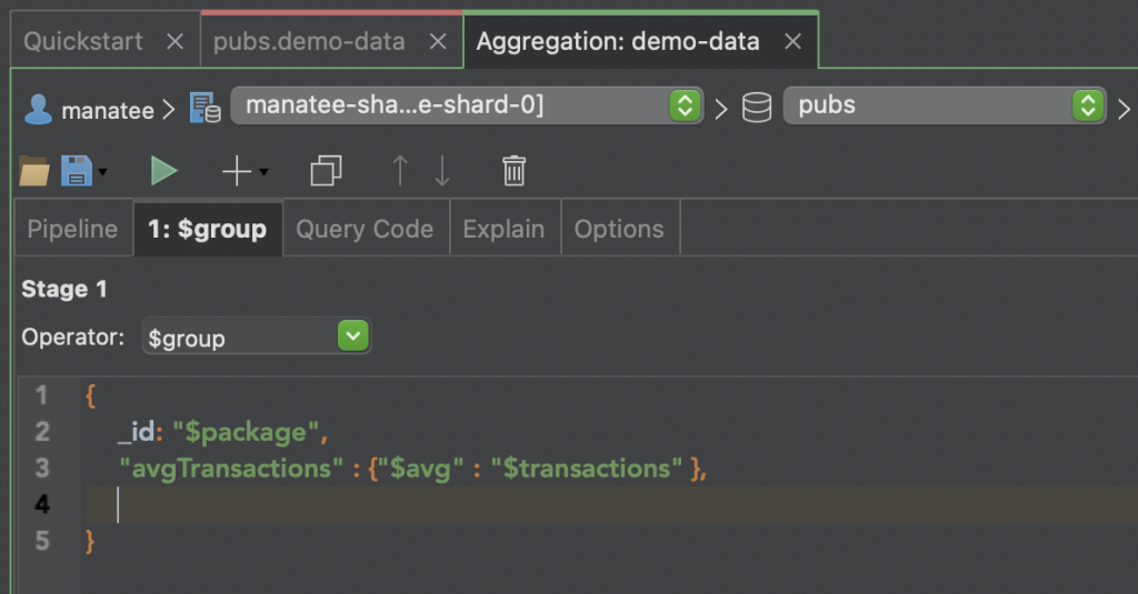 MongoDB Charts - avgTransactions