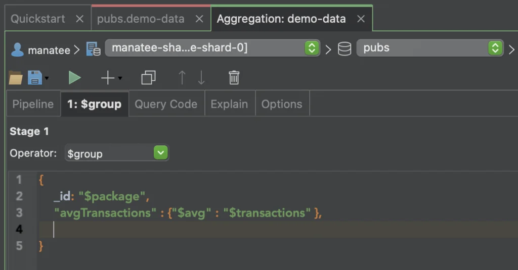 MongoDB Charts - avgTransactions