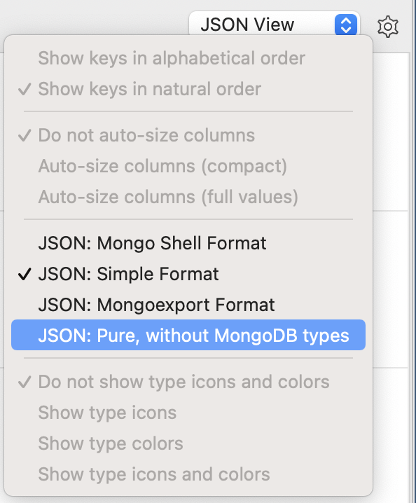 JSON pure format