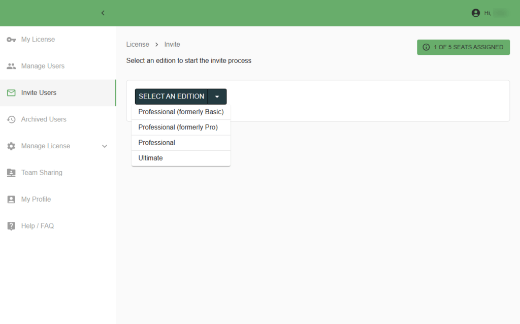 Select the edition of Studio 3T to begin the invite process.