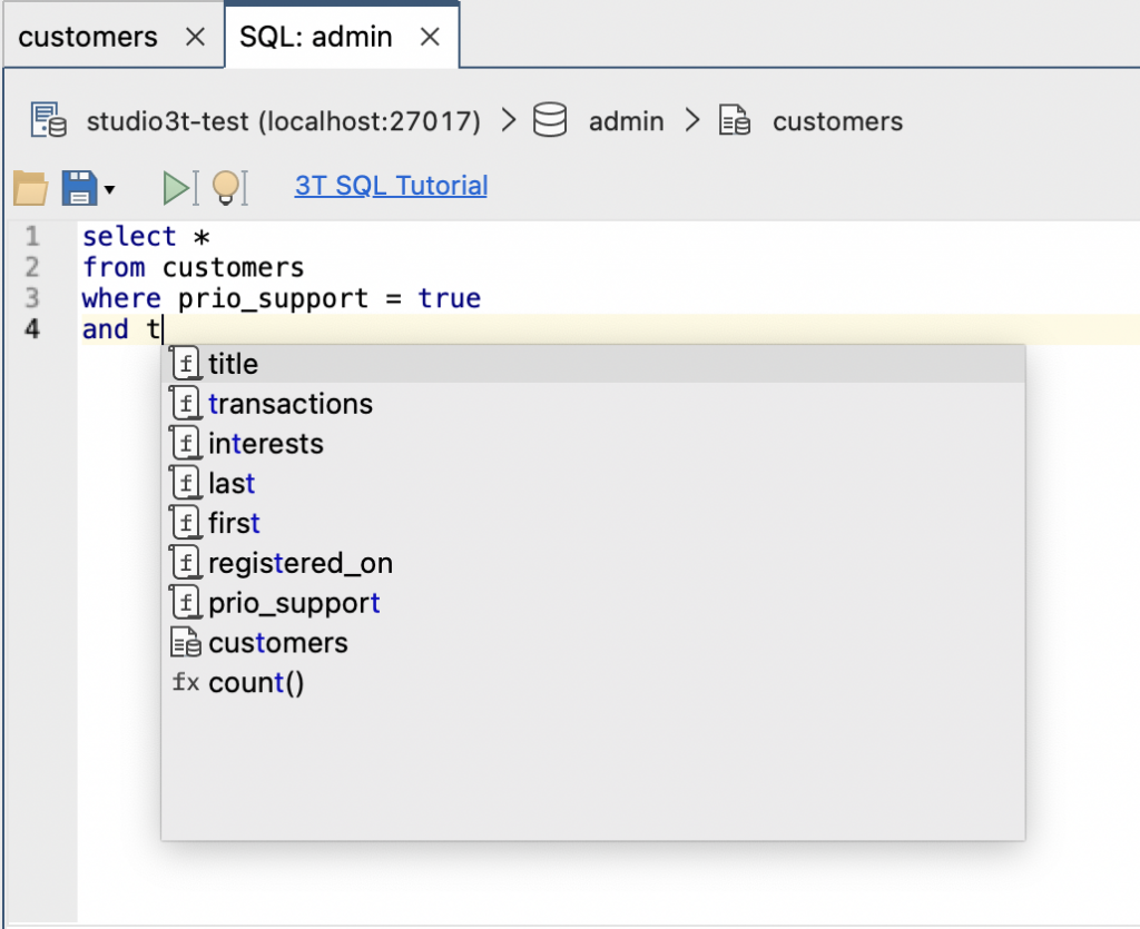 SQL query auto-completion